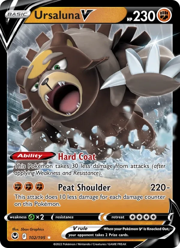 Ursaluna V 102/195 Silver Tempest Pokémon card