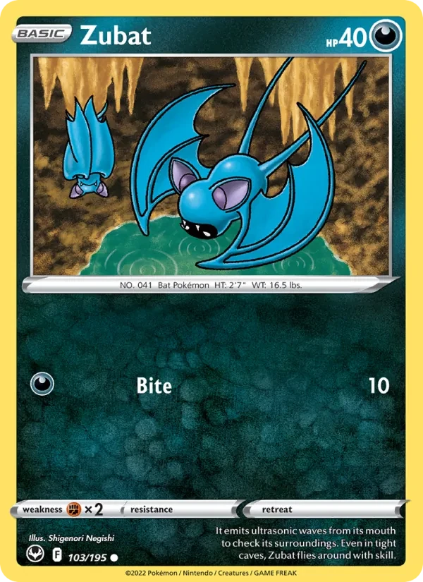 Zubat 103/195 Silver Tempest Pokémon Karte