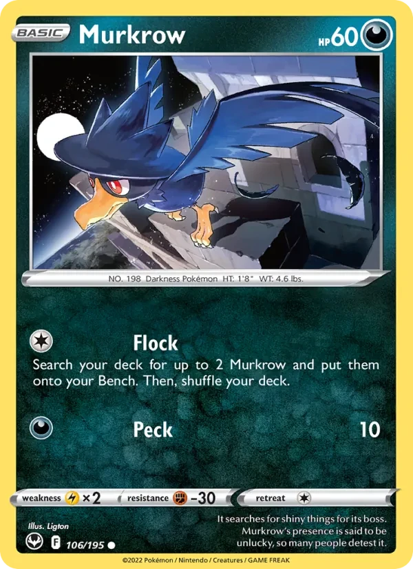 Murkrow 106/195 Silver Tempest Pokémon card