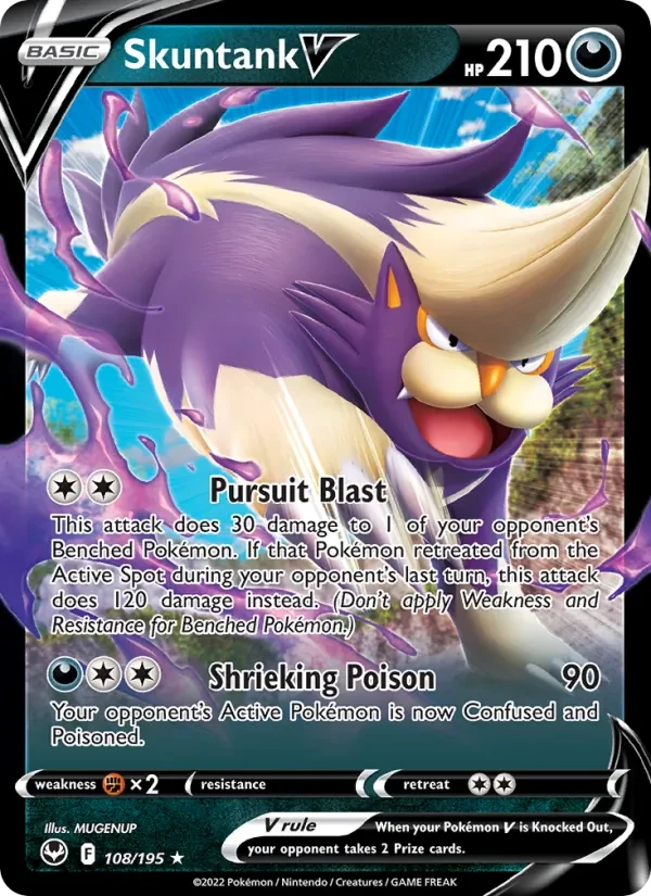 Skuntank V 108/195 Silver Tempest Pokémon card