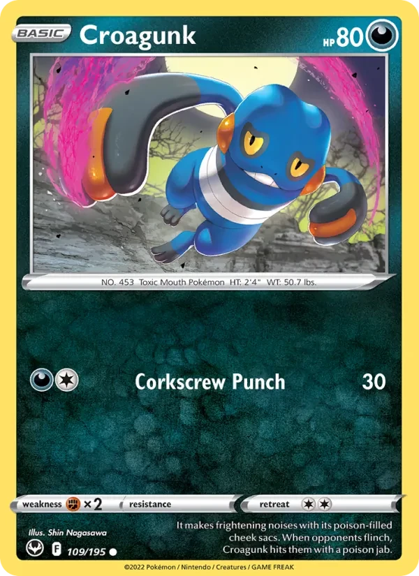 Croagunk 109/195 Silver Tempest Pokémon card