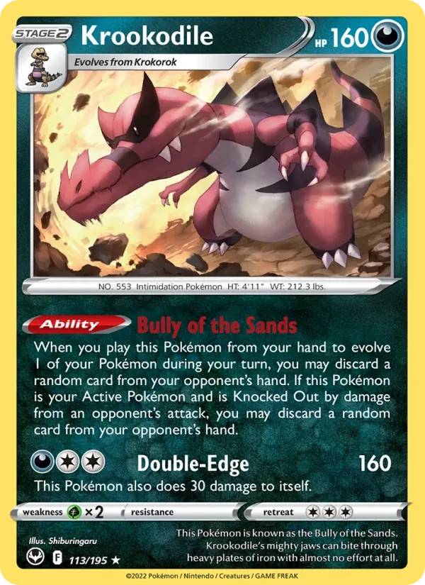 Krookodile 113/195 Silver Tempest Pokémon card