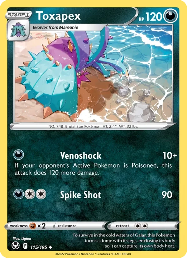 Toxapex 115/195 Silver Tempest Pokémon card