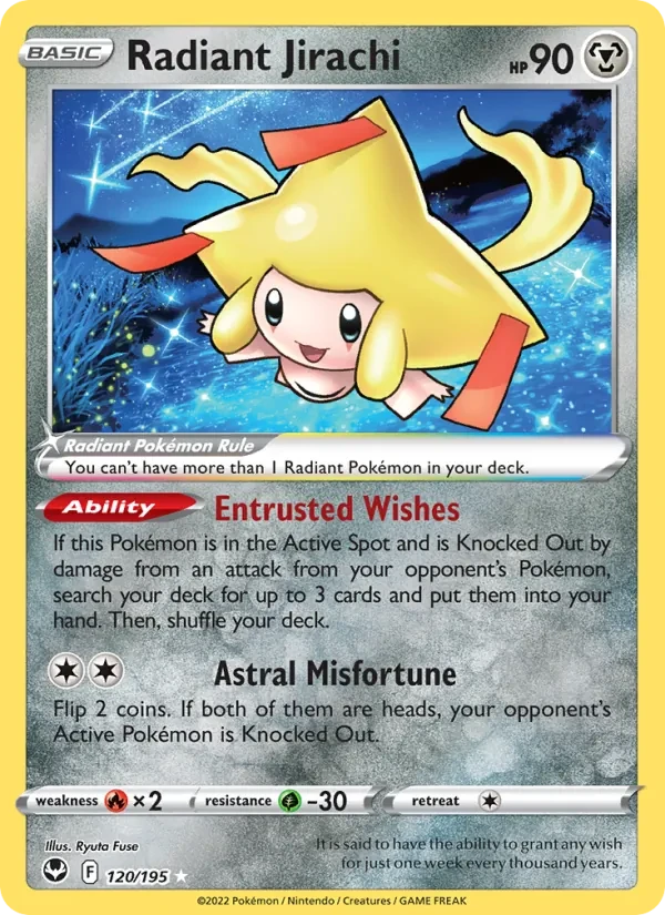 Radiant Jirachi 120/195 Silver Tempest Pokémon card