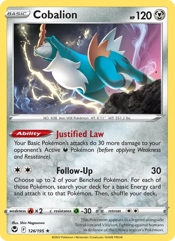 Cobalion 126/195 Silver Tempest Pokémon card