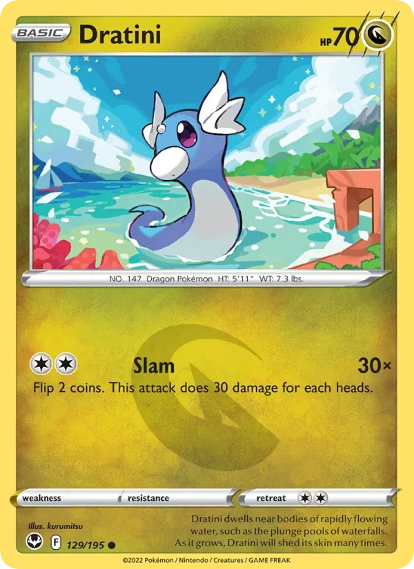 Dratini 129/195 Silver Tempest Pokémon card