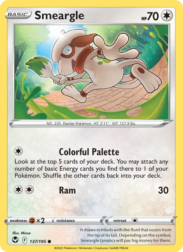 Smeargle 137/195 Silver Tempest Pokémon card