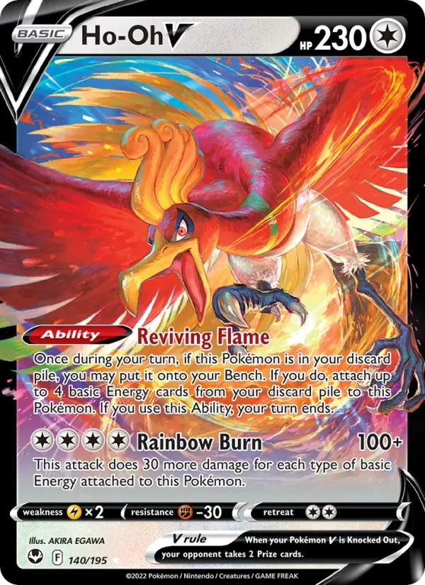 Ho-Oh V 140/195 Silver Tempest Pokémon card