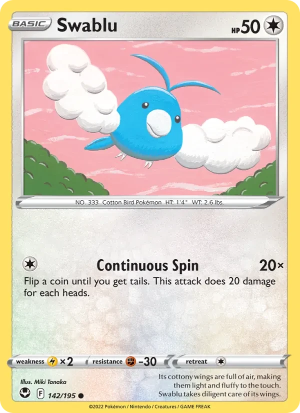 Swablu 142/195 Silver Tempest Pokémon Karte