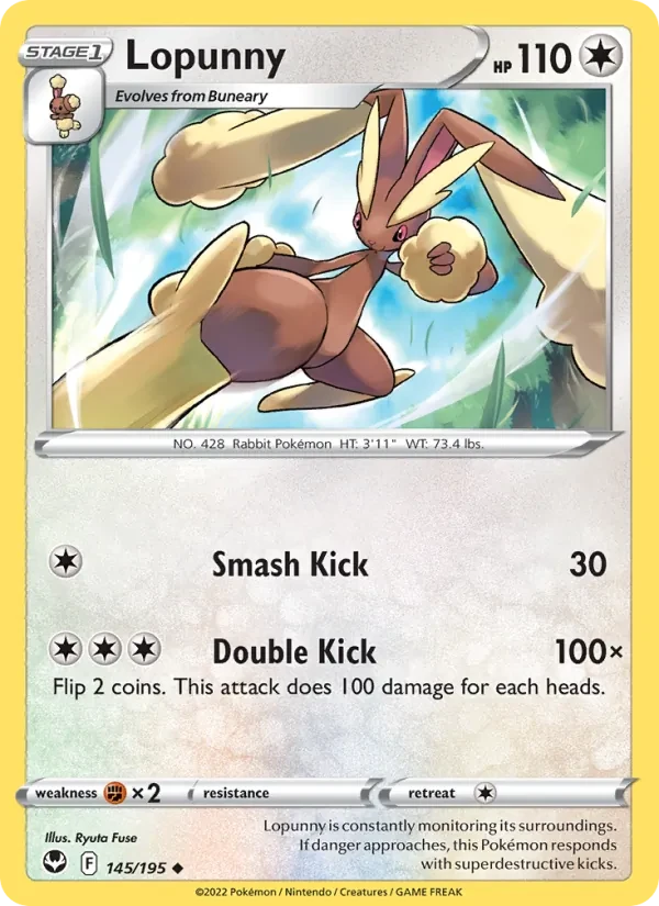 Lopunny 145/195 Silver Tempest Pokémon card