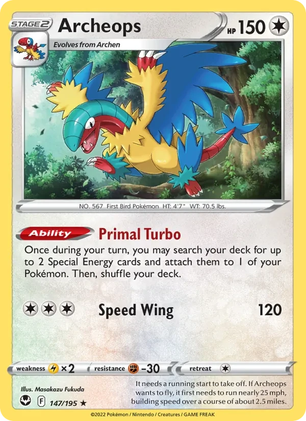 Archeops 147/195 Silver Tempest Pokémon card