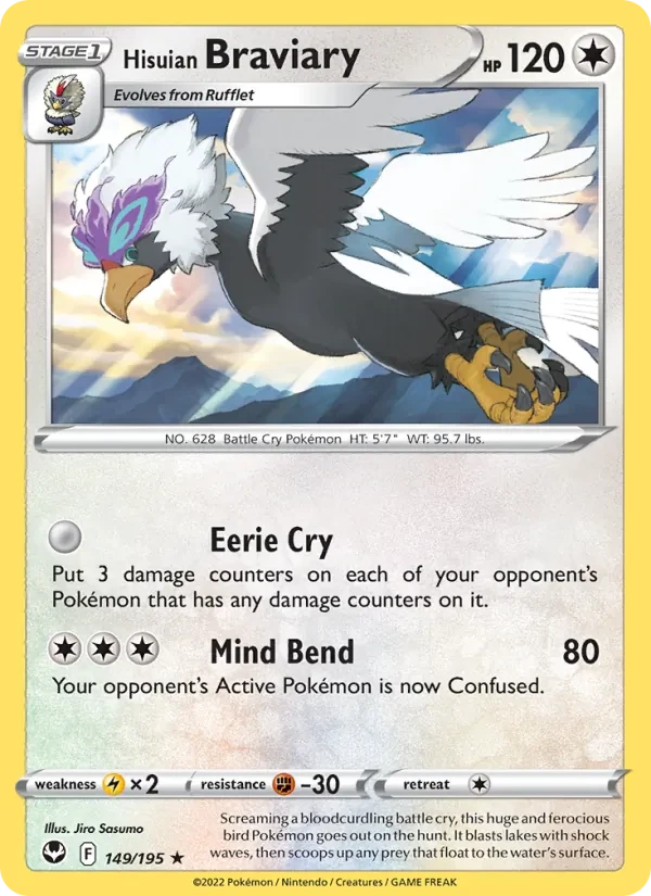 Hisuian Braviary 149/195 Silver Tempest Pokémon card