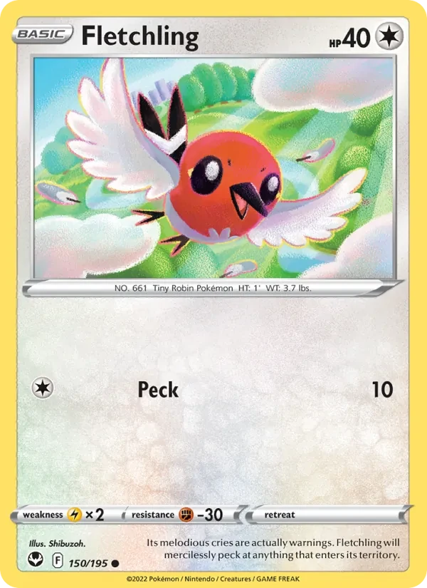Fletchling 150/195 Silver Tempest Pokémon card