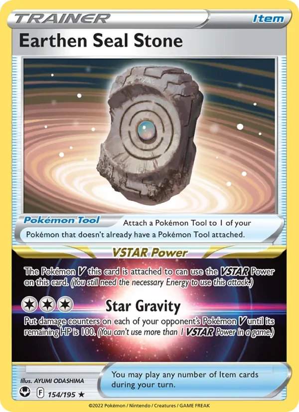 Earthen Seal Stone 154/195 Silver Tempest Pokémon card