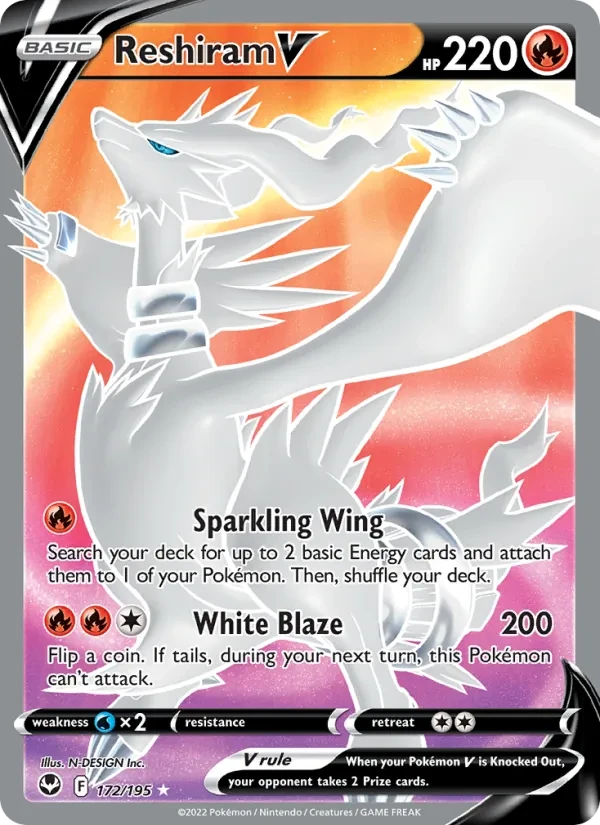 Reshiram V 172/195 Silver Tempest Pokémon card