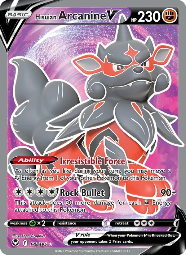 Carte Pokémon Hisuian Arcanine V 179/195 Silver Tempest