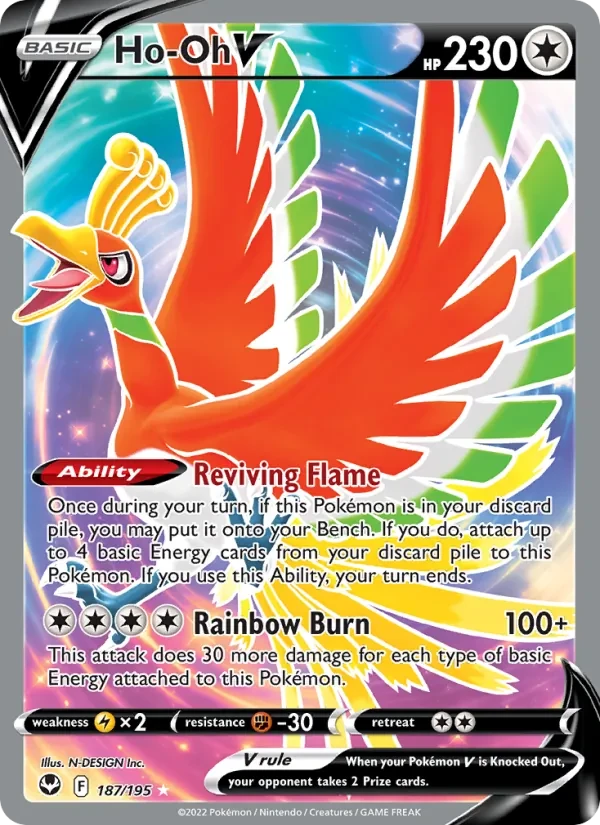 Ho-Oh V 187/195 Silver Tempest Pokémon card