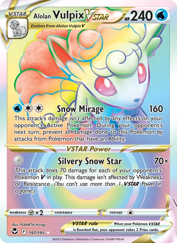 Alolan Vulpix VSTAR 197/195 Silver Tempest Pokémon card