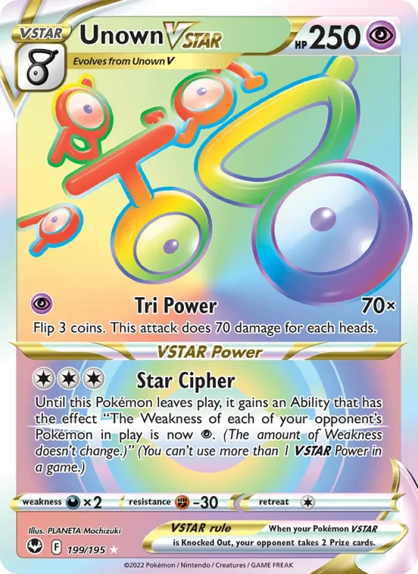 Unown VSTAR 199/195 Silver Tempest Pokémon card