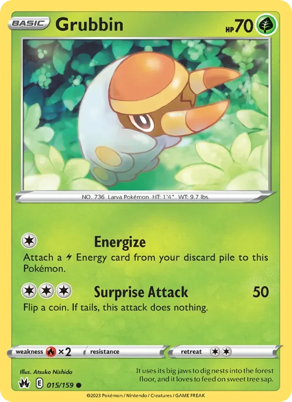 Grubbin 015/159 Crown Zenith Pokémon card