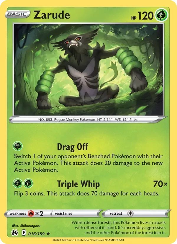Zarude 016/159 Crown Zenith Pokémon card