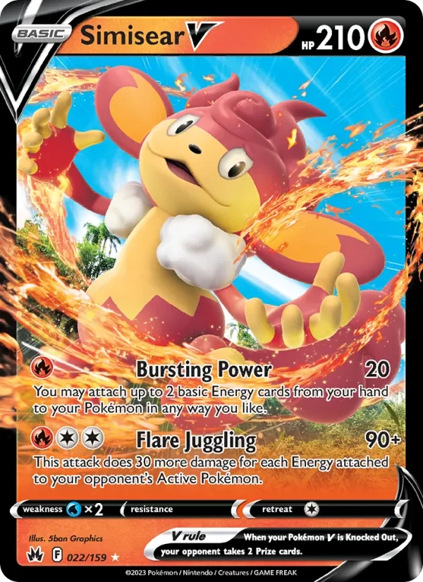 Simisear V 022/159 Crown Zenith Pokémon card