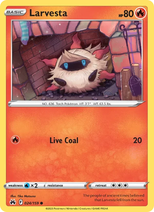 Larvesta 024/159 Crown Zenith Pokémon card