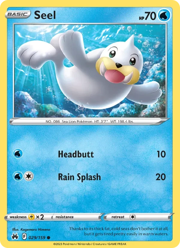 Seel 029/159 Crown Zenith Pokémon card