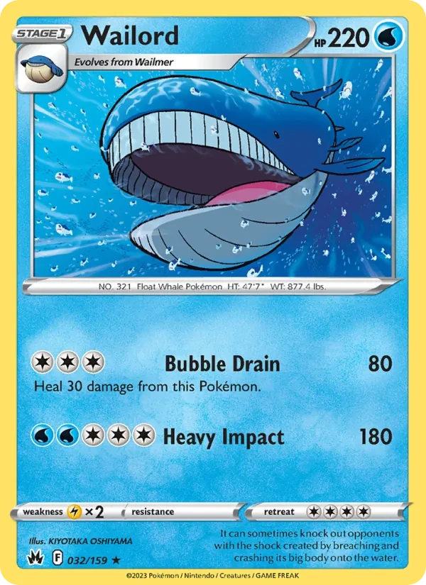 Wailord 032/159 Crown Zenith Pokémon card