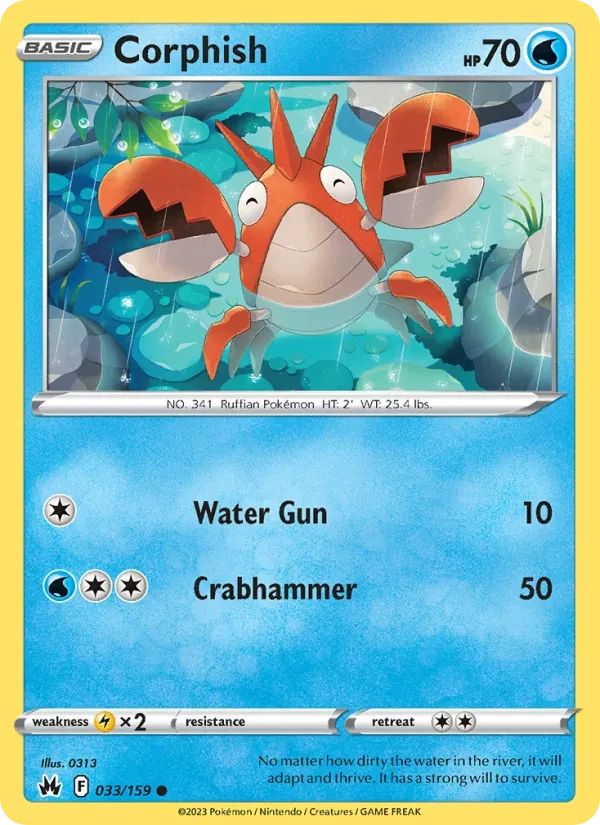 Corphish 033/159 Crown Zenith Pokémon card