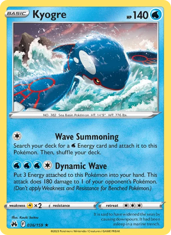 Kyogre 036/159 Crown Zenith Pokémon card