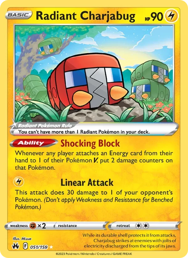 Radiant Charjabug 051/159 Crown Zenith Pokémon card