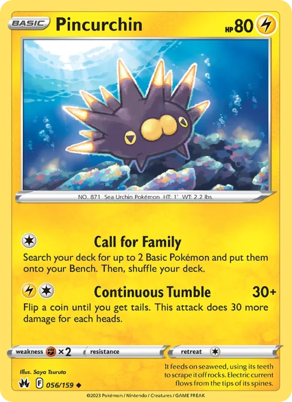 Pincurchin 056/159 Crown Zenith Pokémon card