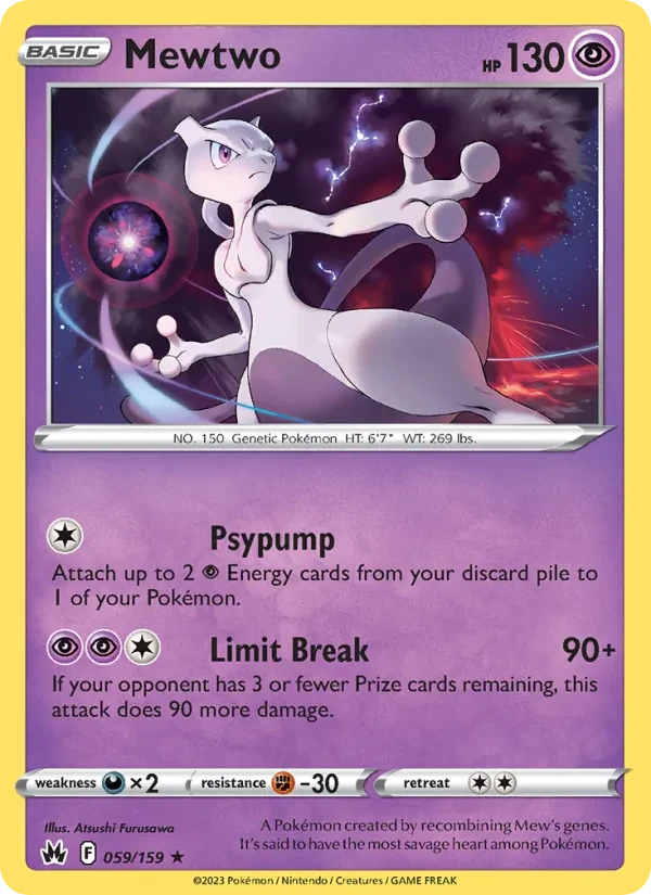 Mewtwo 059/159 Crown Zenith Pokémon card