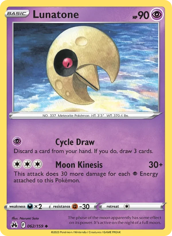 Lunatone 062/159 Crown Zenith Pokémon card