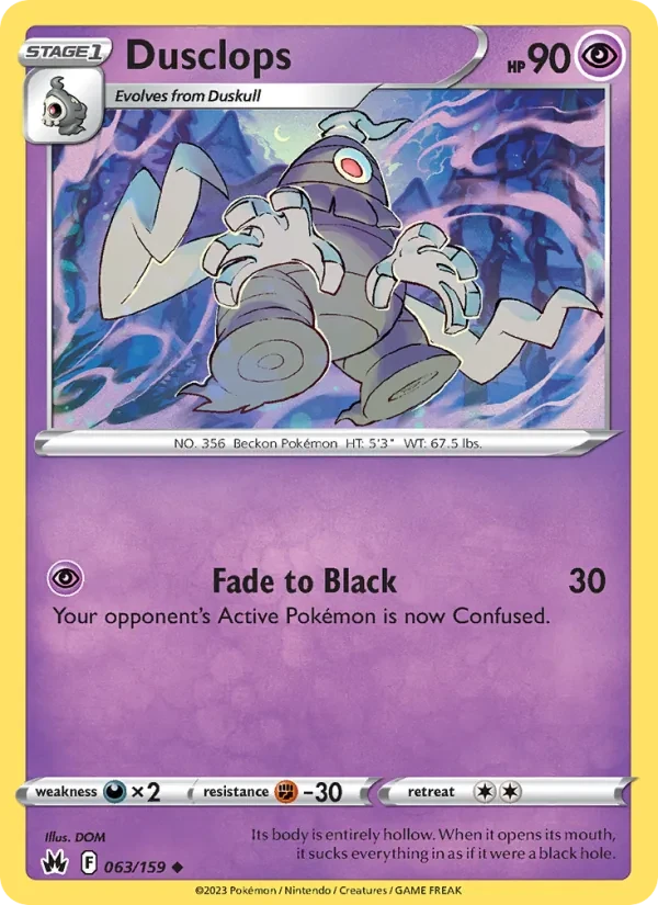 Dusclops 063/159 Crown Zenith Pokémon card
