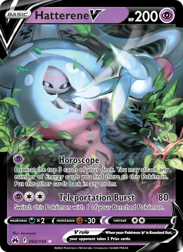 Hatterene V 065/159 Crown Zenith Pokémon card