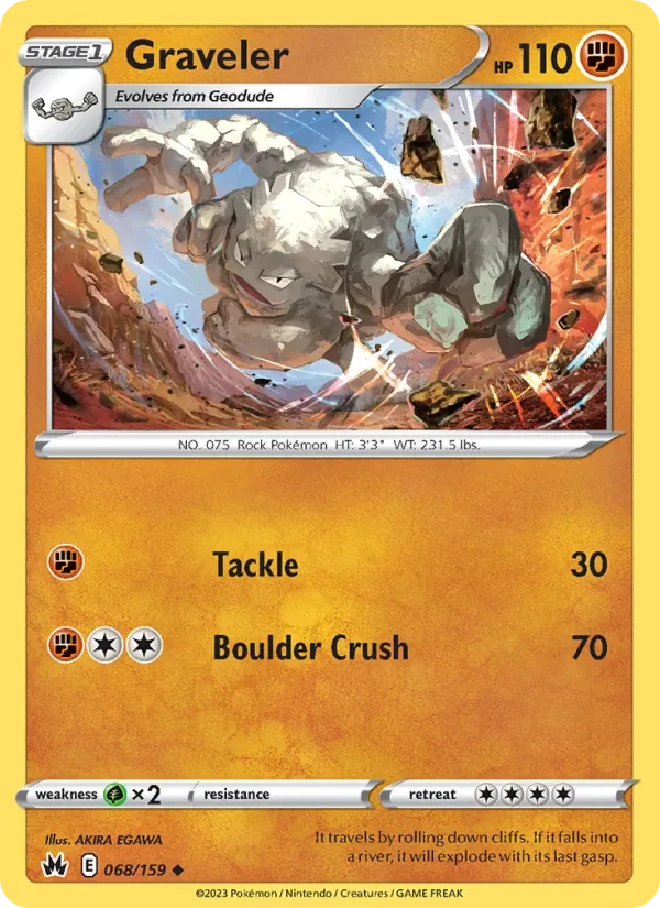 Graveler 068/159 Crown Zenith Pokémon card