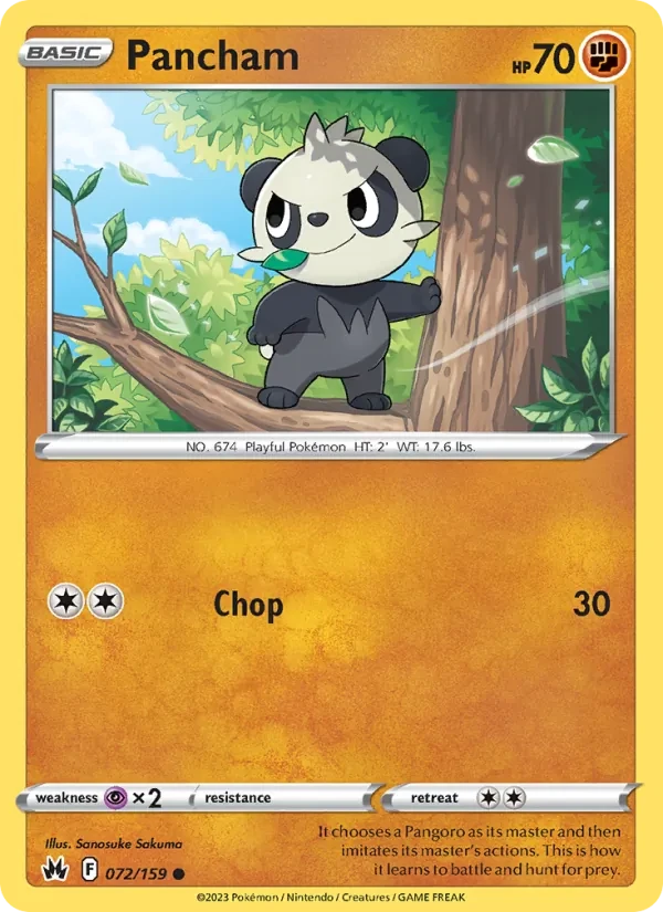 Pancham 072/159 Crown Zenith Pokémon card