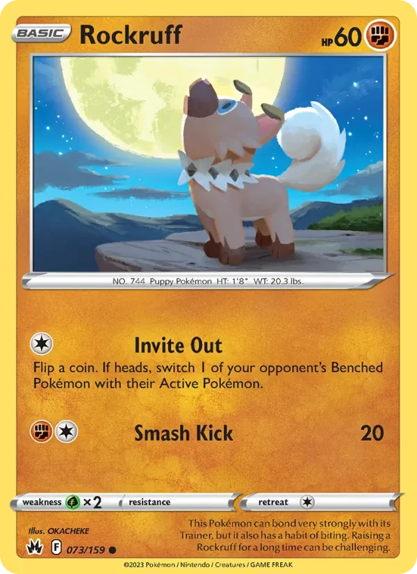 Rockruff 073/159 Crown Zenith Pokémon card