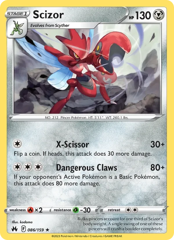 Scizor 086/159 Crown Zenith Pokémon card