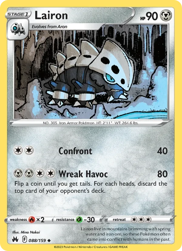 Lairon 088/159 Crown Zenith Pokémon card