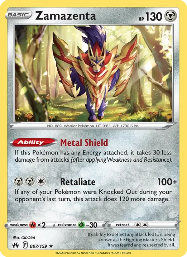 Zamazenta 097/159 Crown Zenith Pokémon card