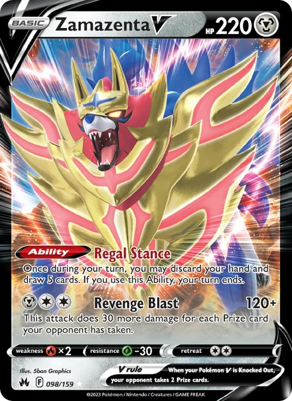 Zamazenta V 098/159 Crown Zenith Pokémon card