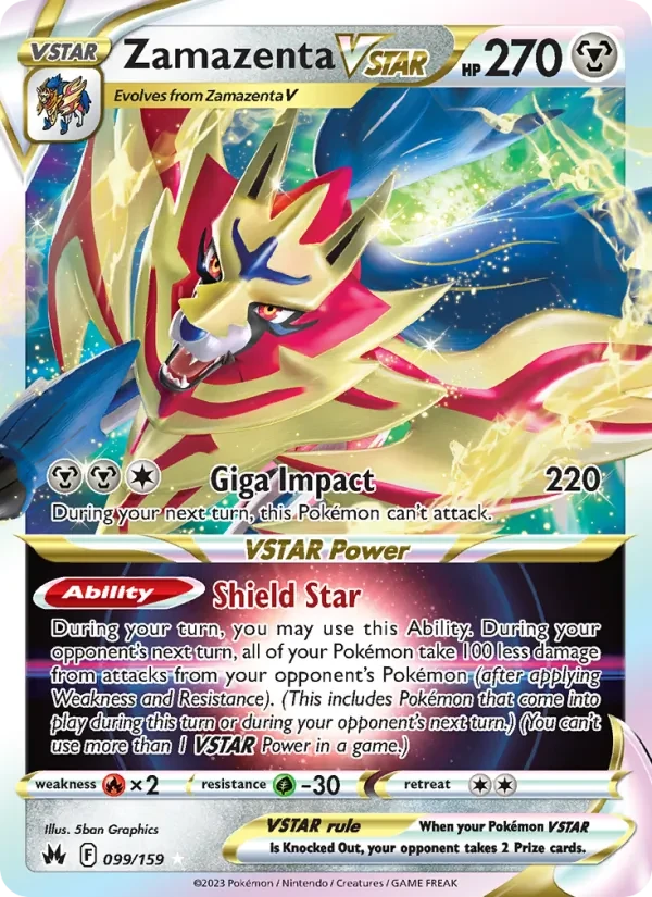 Zamazenta VSTAR 099/159 Crown Zenith Pokémon card