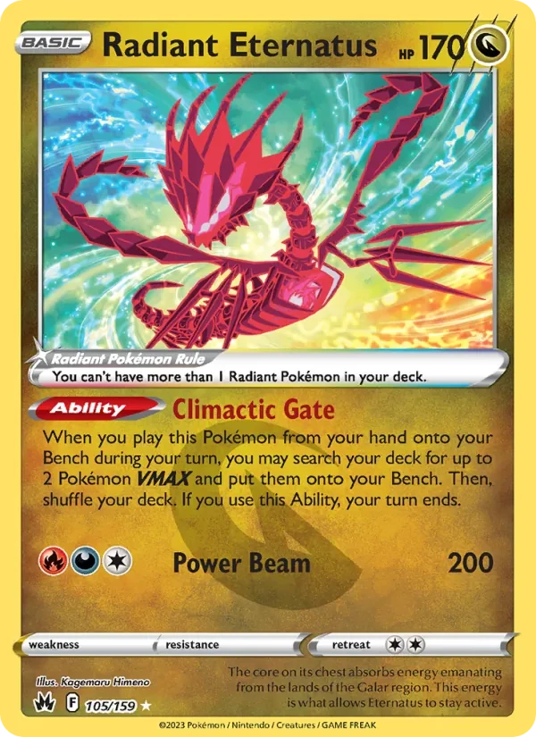 Radiant Eternatus 105/159 Crown Zenith Pokémon card