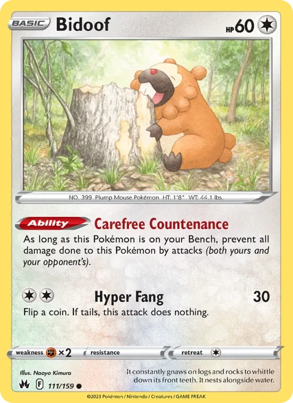 Bidoof 111/159 Crown Zenith Pokémon card