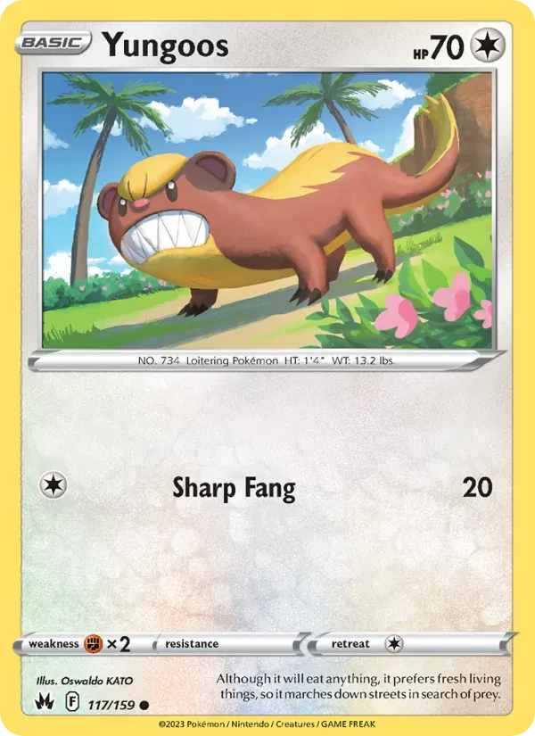 Yungoos 117/159 Crown Zenith Pokémon card
