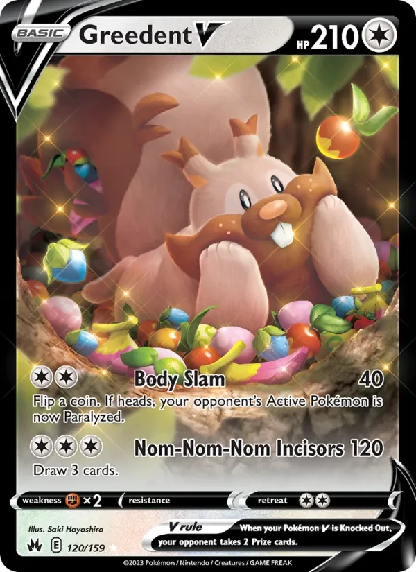 Greedent V 120/159 Crown Zenith Pokémon card