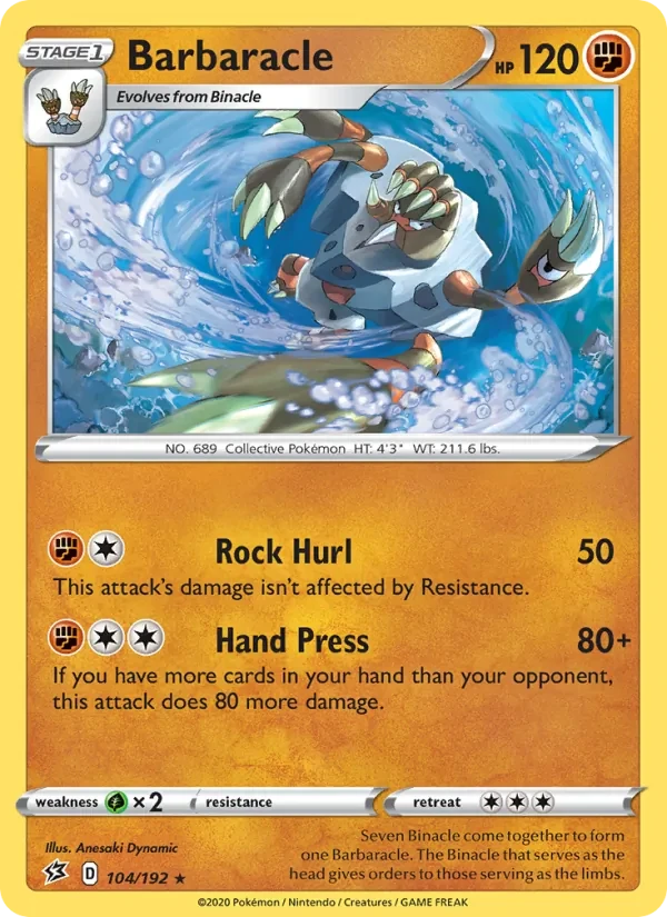 Barbaracle 104/192 Rebel Clash Pokémon card